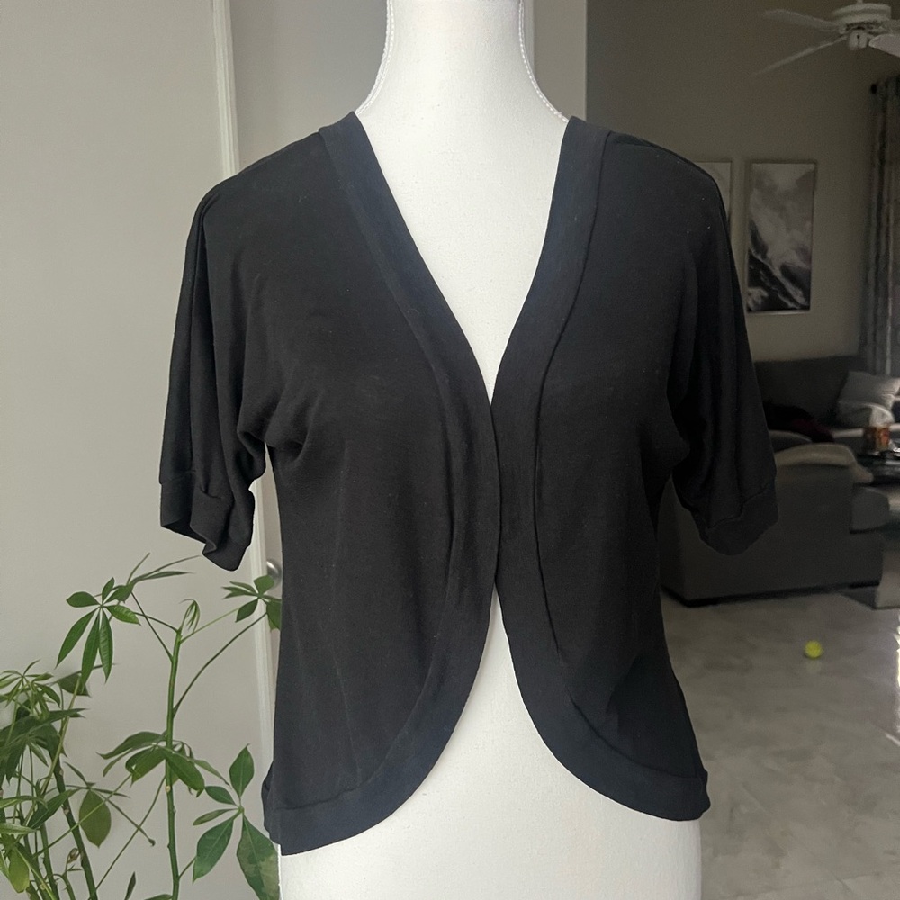 Custo Barcelona Black Short Sleeve Open Front Top